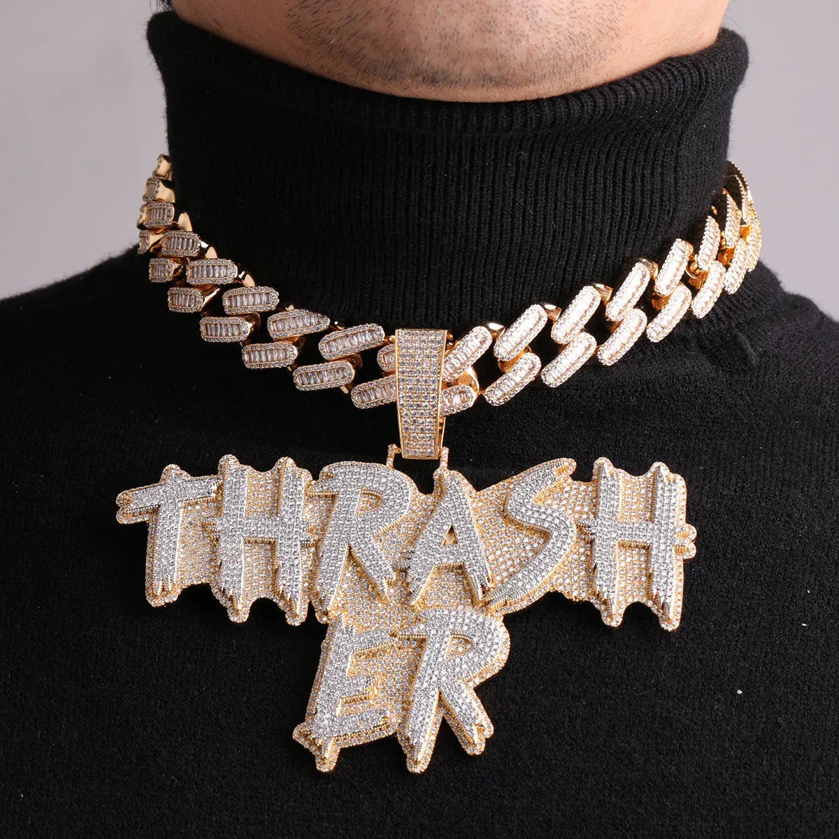 Street Drip Bold Letters Iced Out Personalized Custom Name Necklace Pendant – Luxury Hip Hop Jewelry for Men & Women - CaratixJewelry